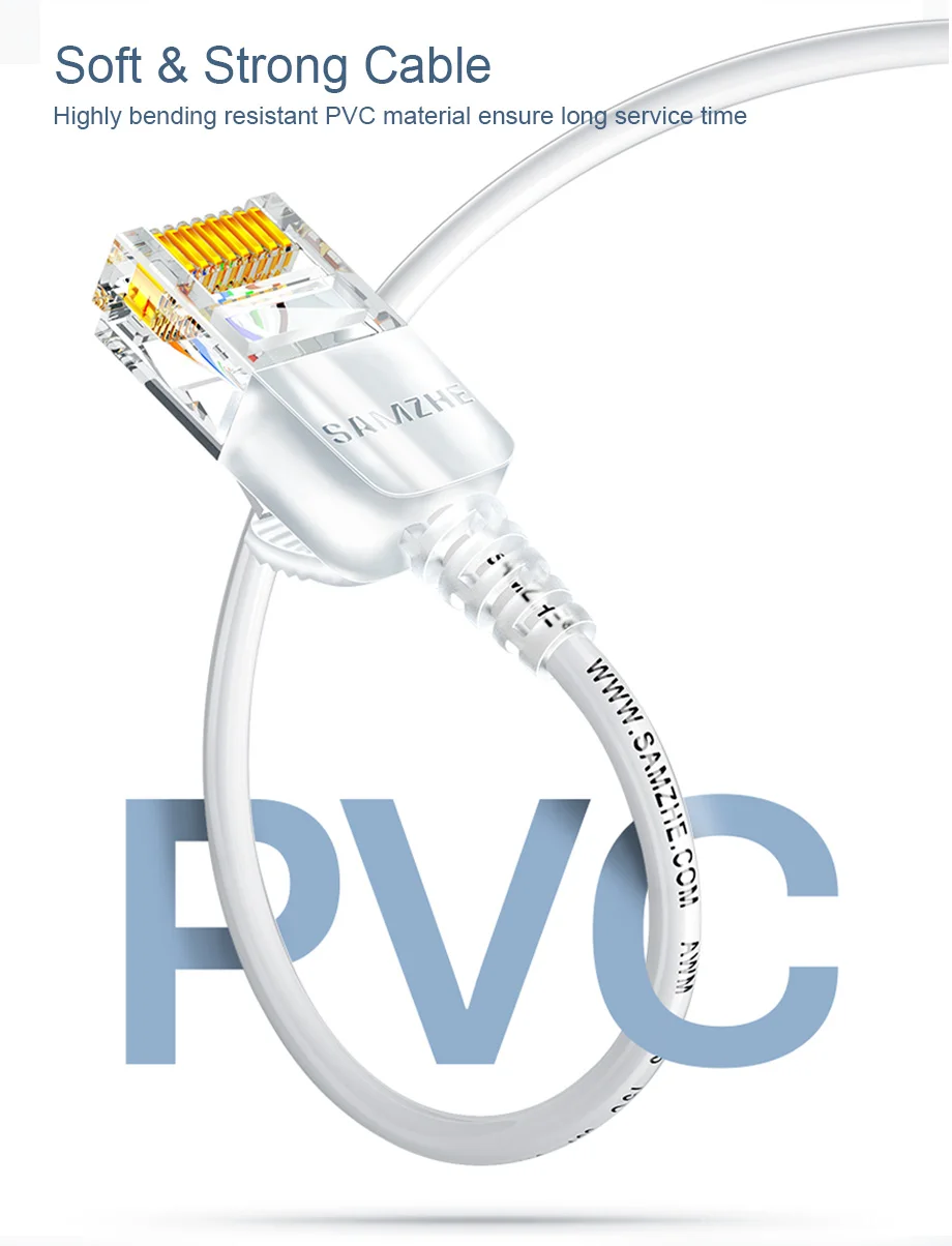 SAMZHE Cat6 Ethernet-Kabel Cat 6 10 Gbit/s Netzwerk-Flach-LAN-Kabel für Router RJ45 Laptop TV Box Netzwerkkabel Patchkabel – Detail 12
