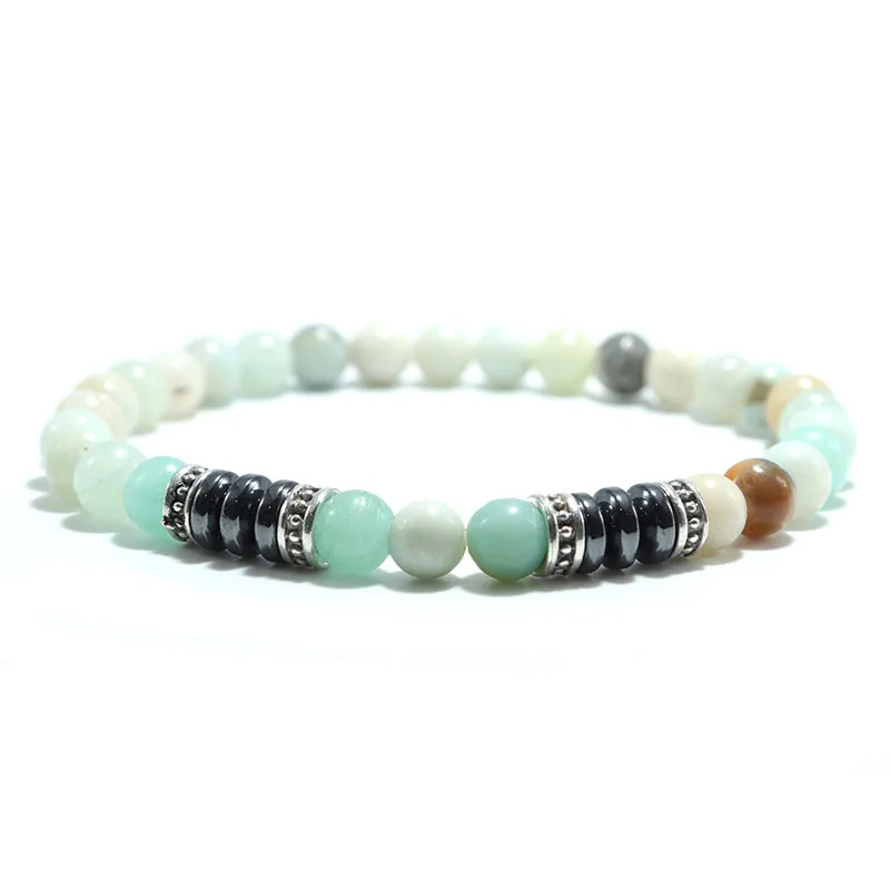 Klassische 6mm Naturstein Armband Männer Frauen Tiger Augen Fossil Healing Hämatit Strang Armband Radfahren Casual Yoga Homme Schmuck