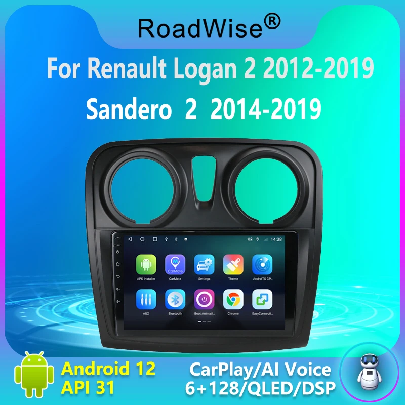 

Roadwise 2 din Android Car Radio For Renault Logan 2 2012-2019 Sandero 2 2014- 2019 Carplay Multimedia 4G Wifi GPS DVD Autoradio