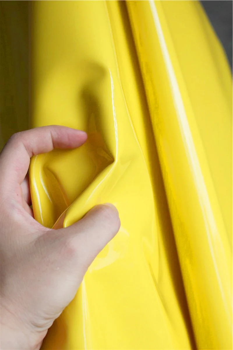 PU Patent Leather Fabric Yellow Waterproof DIY Patches Stage Cosplay Decor Props Bags Dress Coat Clothes Designer Fabric