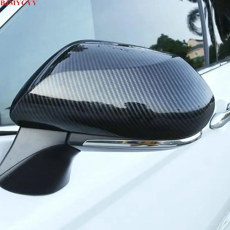 BJMYCYY 2PCS/SET Automobile rearview mirror carbon fiber decorative cover for Toyota camry XV70 2018 2019 2020 accessories