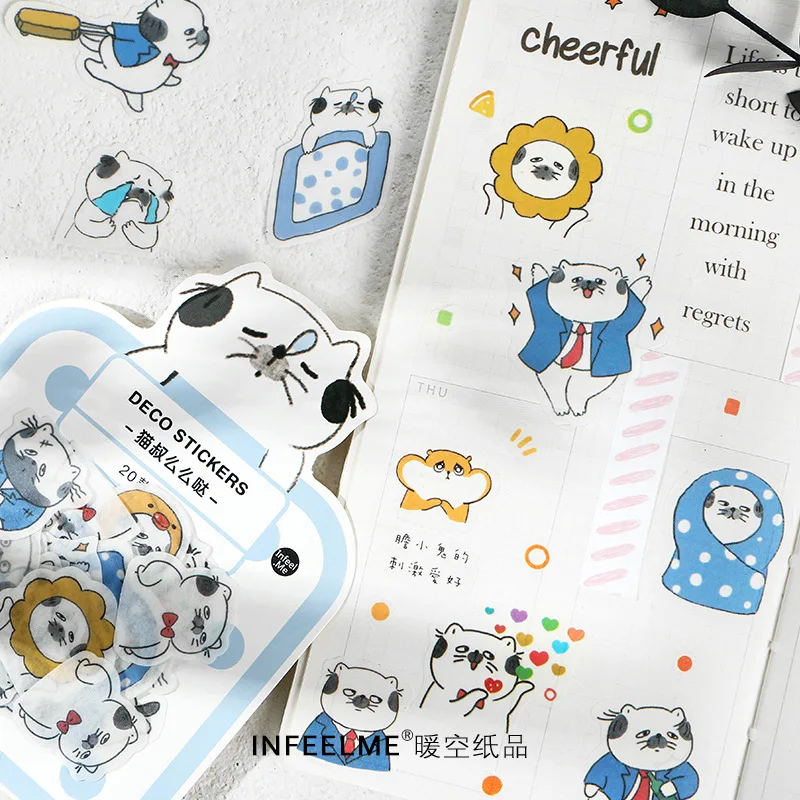 40 Pcs Kawaii Cartoon Animal Graffiti Deco Stickers for Phone Laptop Diary Stationery Journal Scrapbook Hand Book Album Supplies