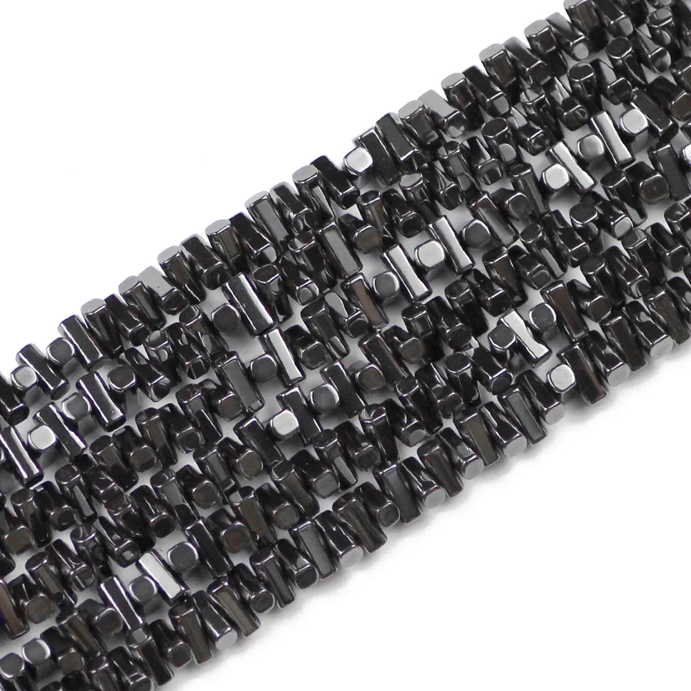 JHNBY Rectangle 6x3mm 140pcs Black Hematite cuboid Natural Stone DIY spacer Loose beads for Jewelry bracelets Making Findings