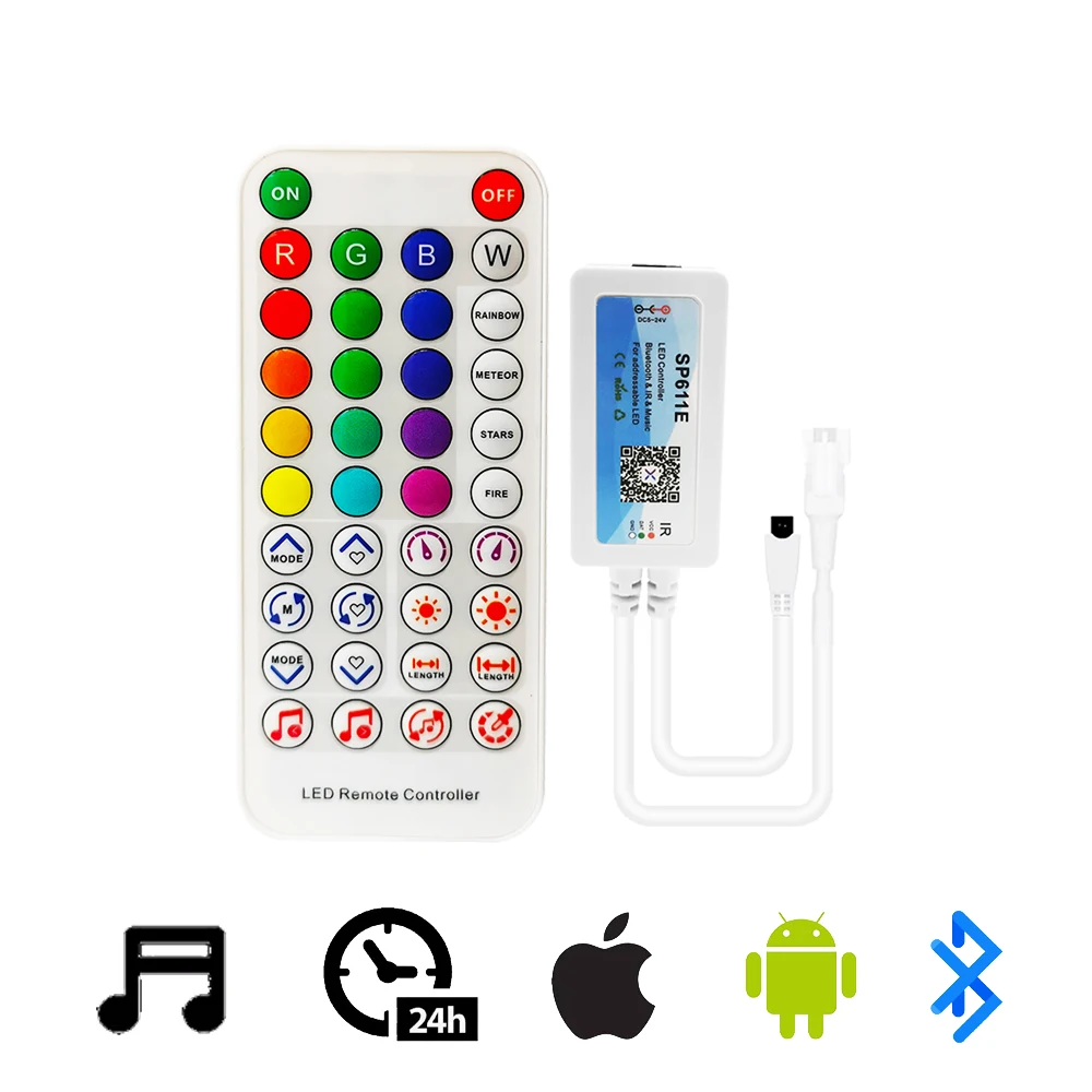 DC5V-24V SP611E Led Controller Dual Output IR Smart Music Bluetooth per 3Pin 4Pin anello a pannello con striscia di sciabola indirizzabile individualmente