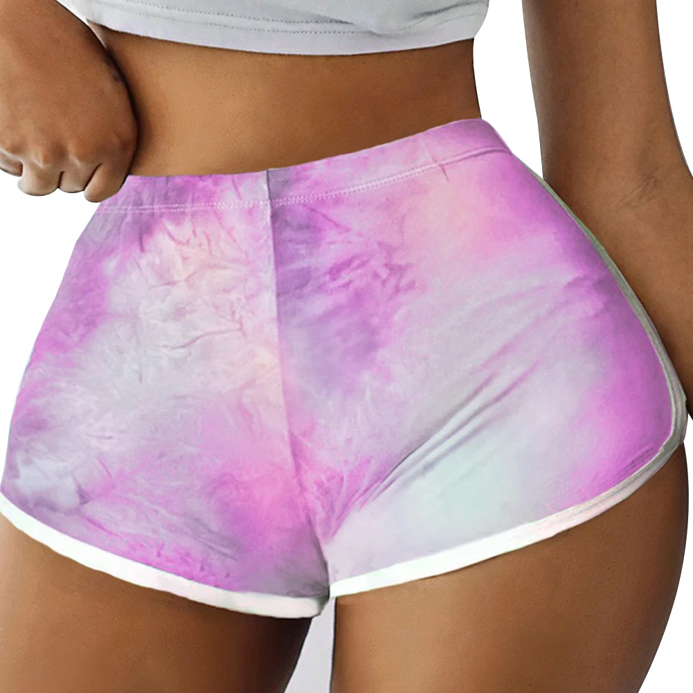 Summer Women Casual Shorts High Waist Fitness Running Short Pants Sexy Female Tie-Dye Camouflage Skinny Shorts