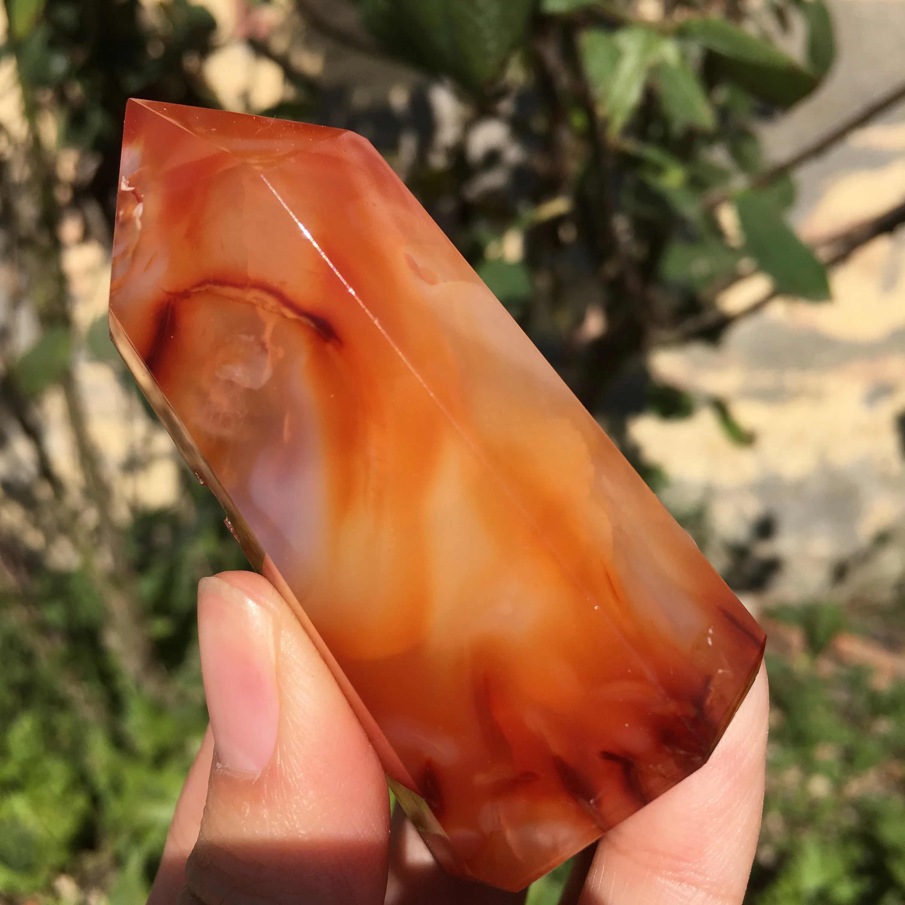 Carnelian Point Natural Red Agate Quartz Hexagon Column Wand,Carnelian Tower,Crystal Point