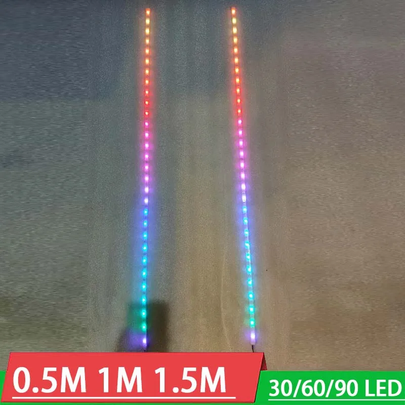 Dykb 1.5 Metro de Áudio Indicador Nível Espectro Música Dupla 30 60 90 Led Colorido Flexível Tira Suave Som Controle Voz Remoto