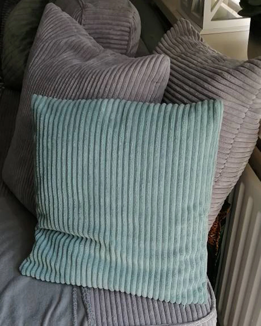 Gestreifter Cordstoff, einfarbig, Kissenbezug, 45/50/60 cm, Sofa-Bett-Dekoration, klassischer einfacher Kissenbezug NPCJC-C – Detail 8