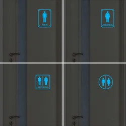 Toilet Stickers Glow in the Dark Restroom Wall Decal Restaurant Bathroom Door Label Hotel WC Sign Public Lavatory Indication