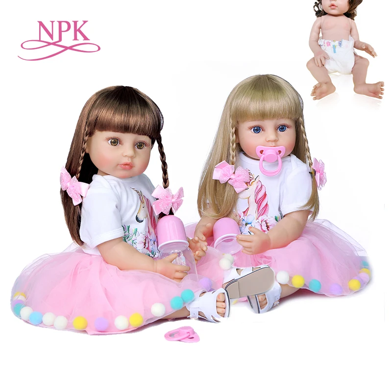 NPK 55CM reborn baby doll princess toddler girl soft touch full body silicone Christmas Gift high quality doll collectibles