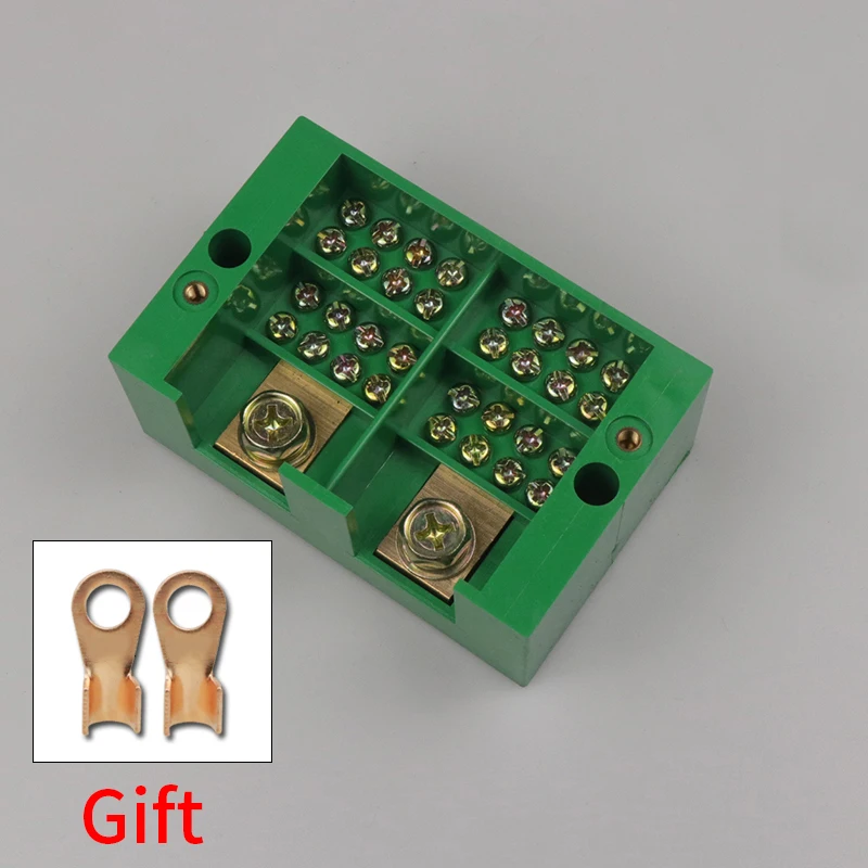 1pcs Connection Distribution Box 2-in 16-out Three phase Green Terminal Block Row Junction Metering Box Part Line