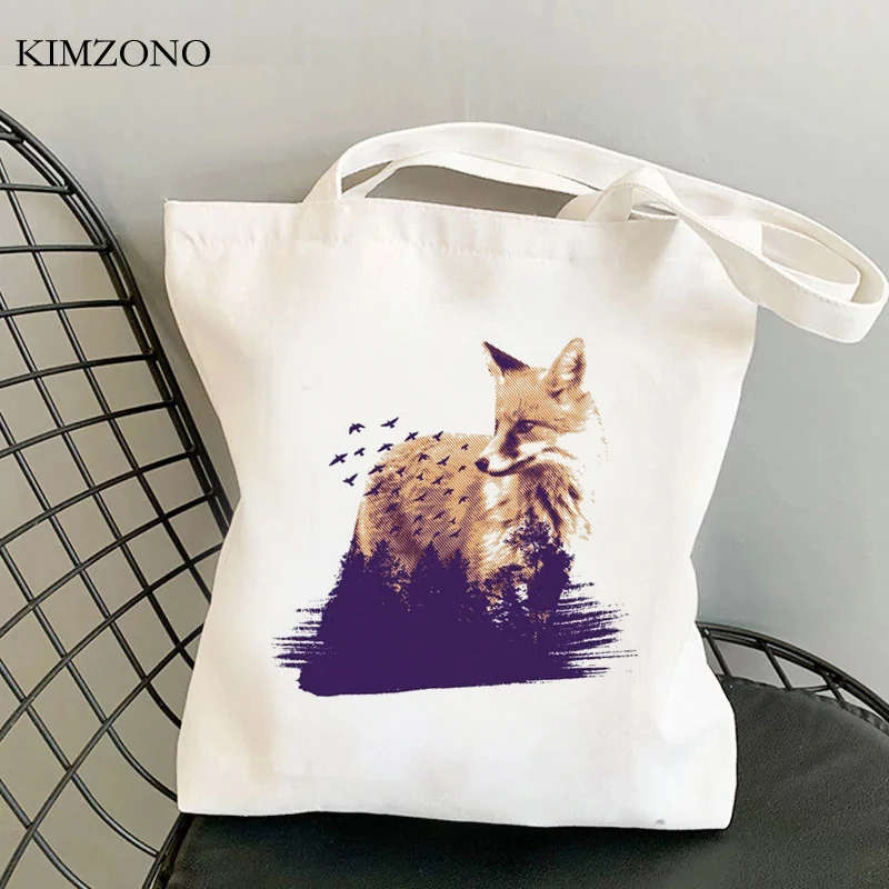 Fox shopping bag canvas recycle bag grocery tote eco shopper bag sac cabas boodschappentas grab