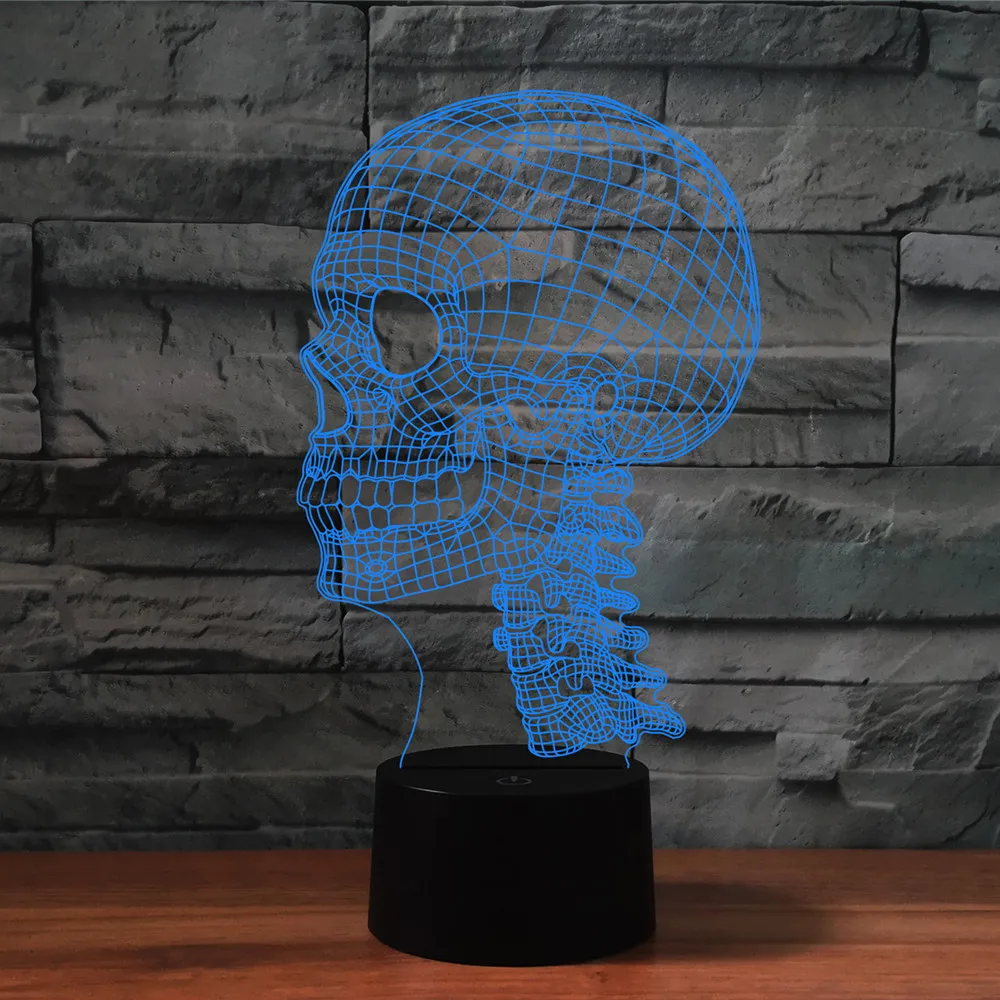 3D Lamp Colorful Skull Acrylic Touch Illusion Night Light Remote Control Led Table Lamp 16 Color Change Birthday Christmas Gifts