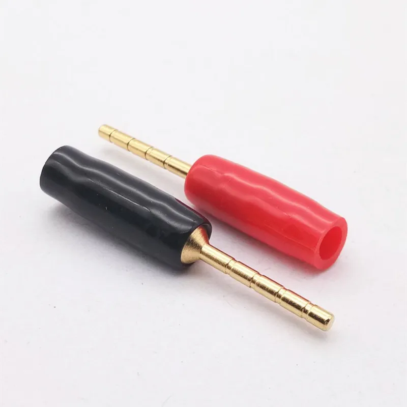 4pcs/lot 2MM Banana Plug 24K Gold Plated Copper Straight pin plug speaker clip cord speaker plug Connector + PVC rubber