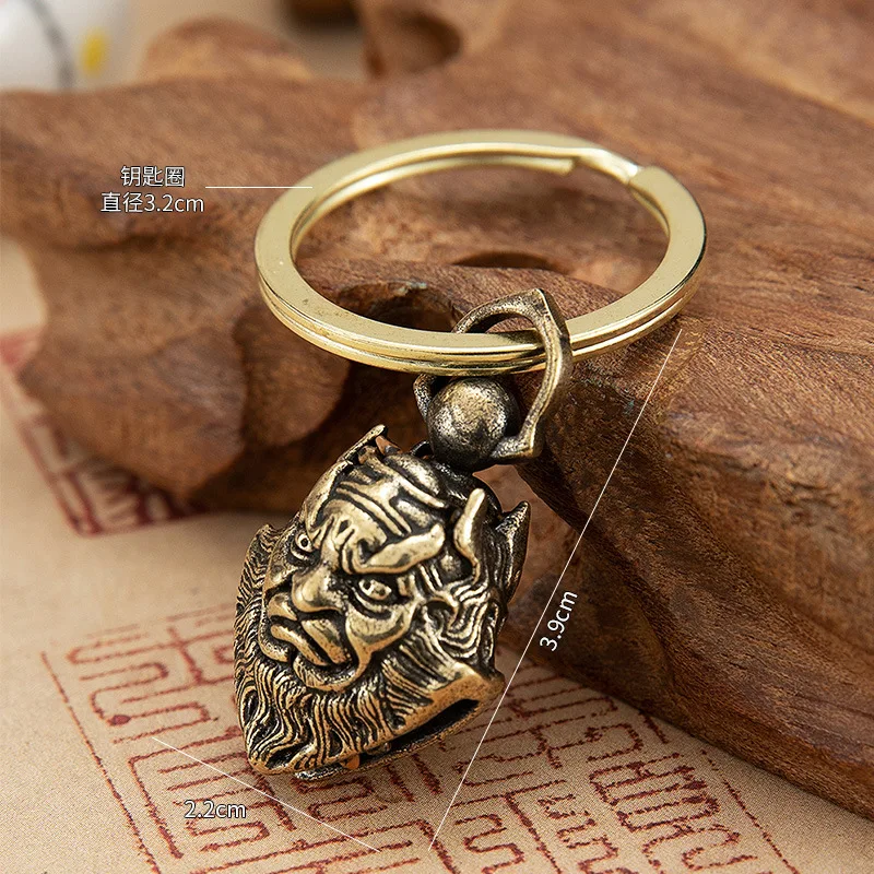 Brass Gourmet Bell Keychain Facebook Golden Toad Dragon Head Key Chain Pure Copper Keychain Bell Braided Rope Pendant DIY Pet