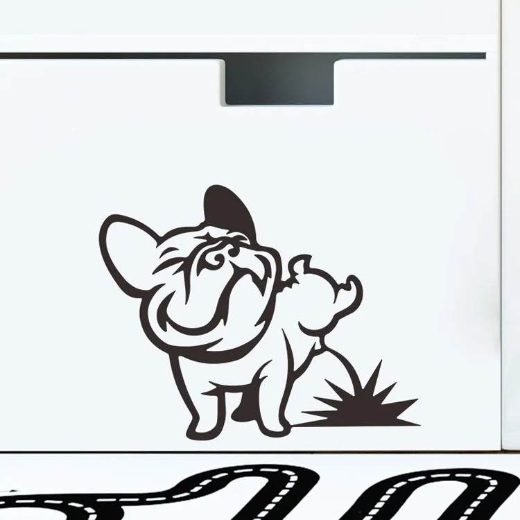 Cartoon-Wandaufkleber mit peichelndem Welpen für Wohnzimmer, Glasfenster, Schrank, Heimdekoration, Tapete, abnehmbare Aufkleber, niedlicher Hundeaufkleber – Detail 3
