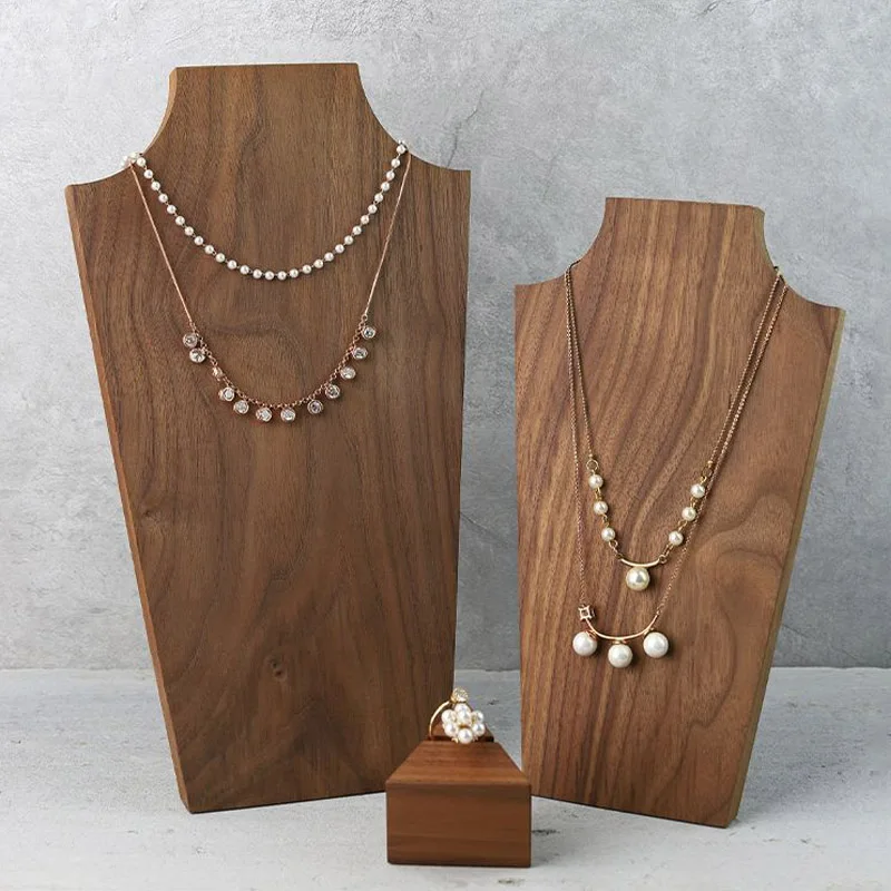 Large/Middle Walnut Wooden Necklaces Bracelets Storage Jewelry Display Stand Luxuious Copper SupportEarrings Display Props