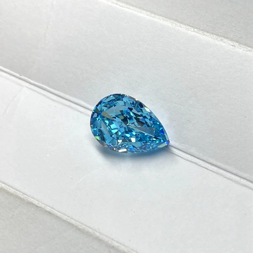 Meisidian 9X13MM 9 Karat Potongan Es Batu Permata Berlian Kubik Zirconia Aquamarine