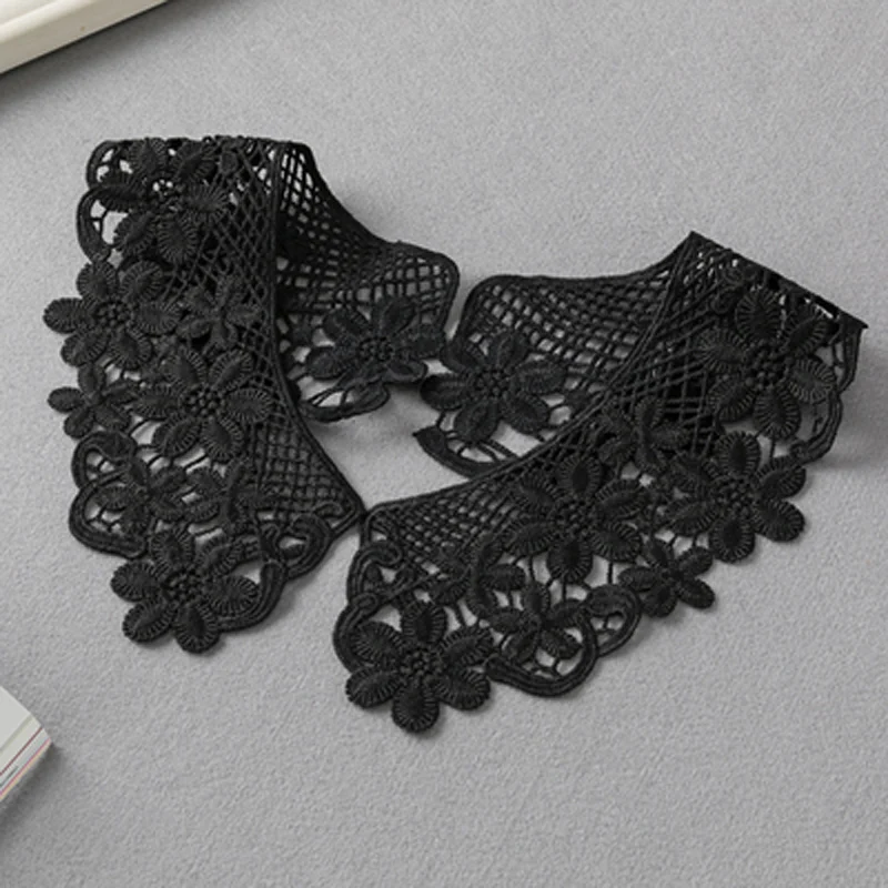 1 Pair Embroidery Lace Fabric Neckline Collar Trim Craft Ribbon DIY Sewing Collar Guipure Applique Wedding Decor