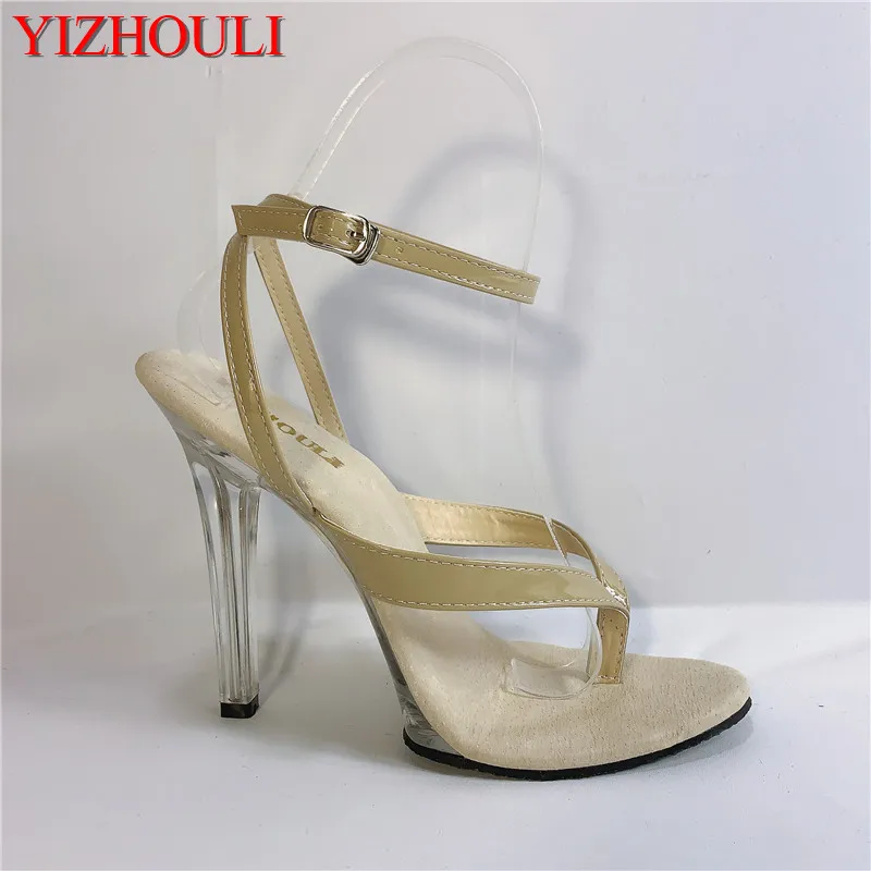 Sexy 12cm princess sandals, fashion banquet foot strap, model nightclub PU pole dancing sandals