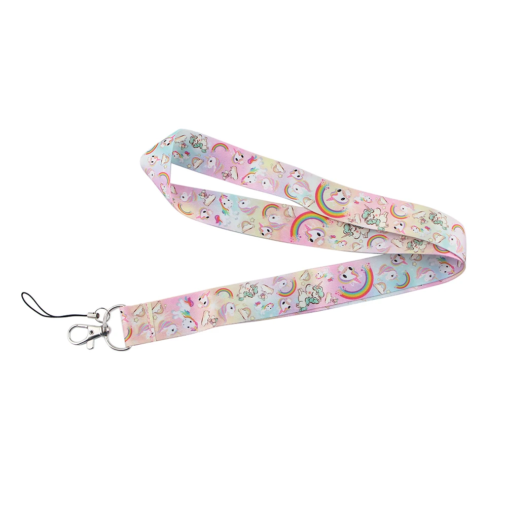 LX602สัตว์สมมติยูนิคอร์นที่ใส่บัตรป้ายกุญแจสายคล้องคอสายคล้องคอมือถือกรอบบัตรพร้อมสายคล้องของขวัญ