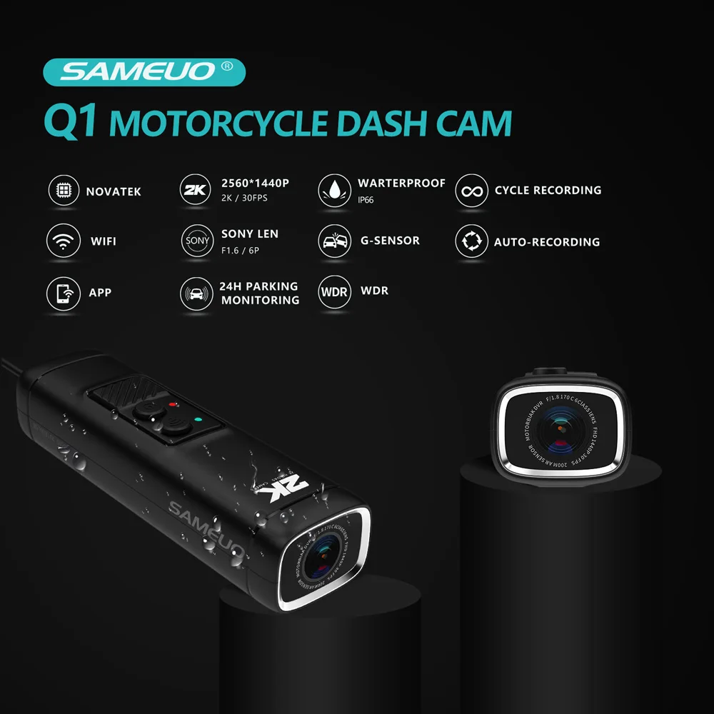 motorcycle camera waterproof video recorder motorcycle cam recorder car dvr wifi motor 1440P  dash cam night vision 24H parking