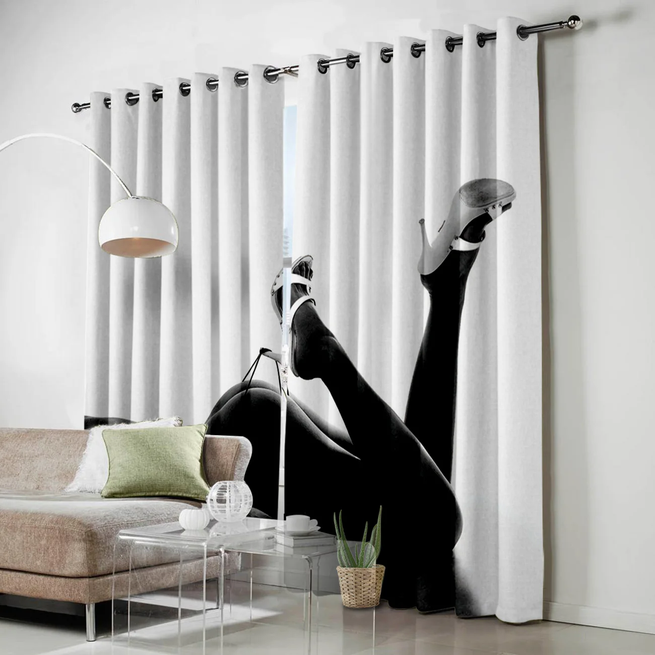 High Heel Woman Black White Window Treatments Curtains Valance Curtain Bathroom Curtains Indoor Decor Print Kids Valance Curtain