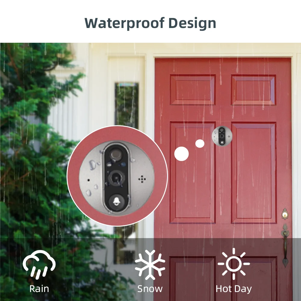 Top WiFi Smart 1080P Video Doorbell Peephole Camera Viewer Home Security Two-way Audio Night Vision Tuya Alexa WiFi Doorbell