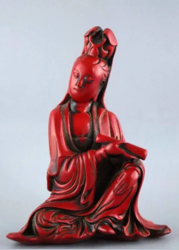 

Collectable Chinese Red Coral Hand Carving Bodhisattva Auspicious Amulet Statue