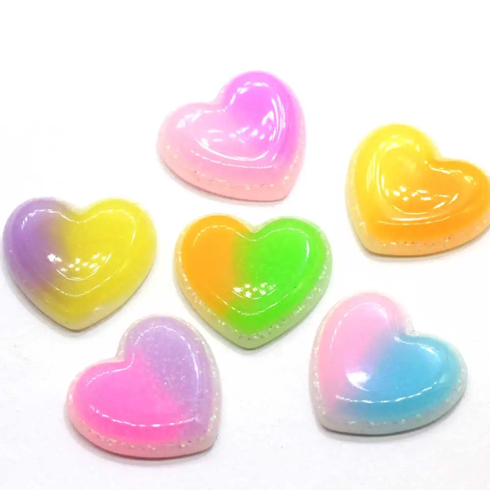 

Cute FlatBack Resin Cabochons Gradient Glitter Scrapbooking Heart Crafts for Jewelry DIY Decoration