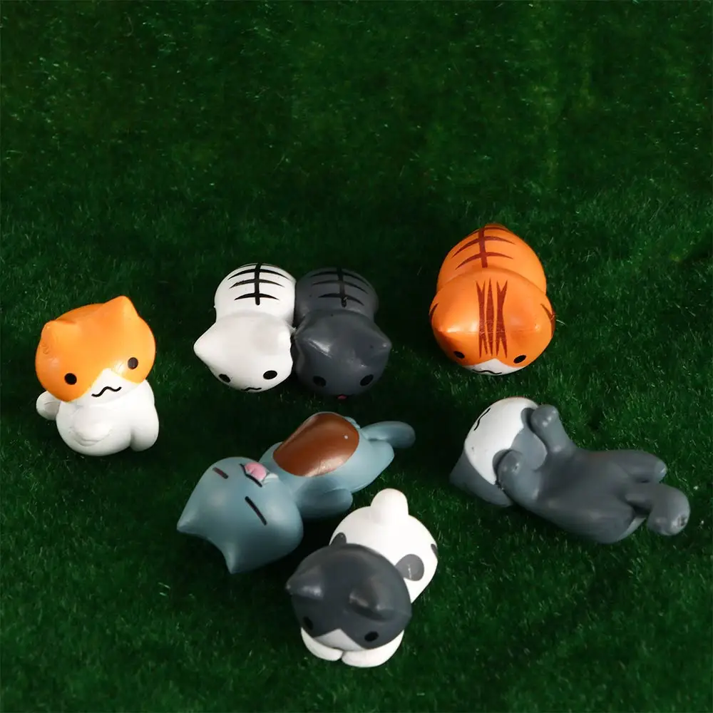 5Pcs/Set Cute Cartoon Lazy Cats For Micro Landscape Kitten Landscape Figurines Home Garden Decorations Random Color