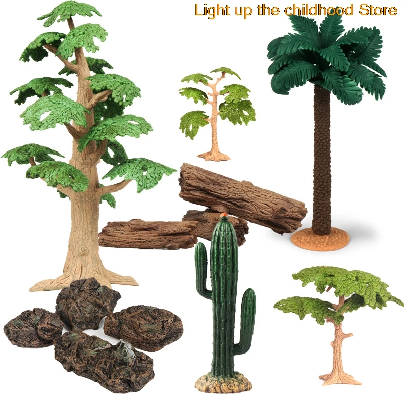 

New Simulation Plastic Toy Small Tree Model Children's Scene Cactus Stone Wood Accessories