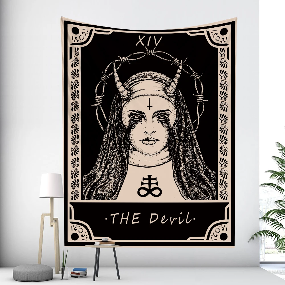 March goddess tarot card witchcraft home decoration tapestry hippie bohemian decoration psychedelic scene wall hanging yoga mat