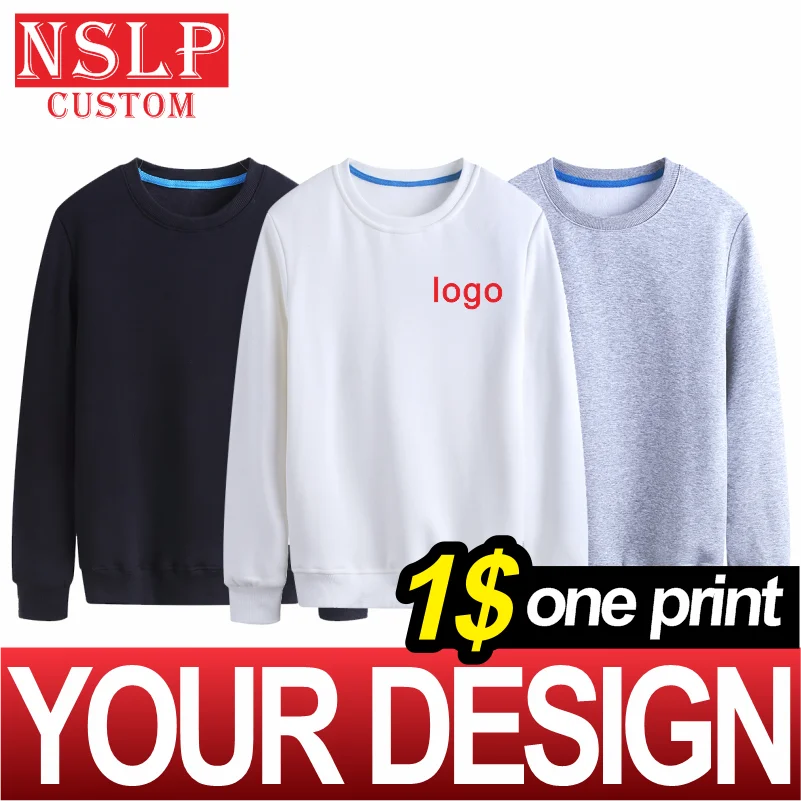 NSLP Crew Neck Sweater Solid Color Men&Women Same Style Autumn&Winter Comfortable Warm Blouse Customized Embroidery Printed Logo