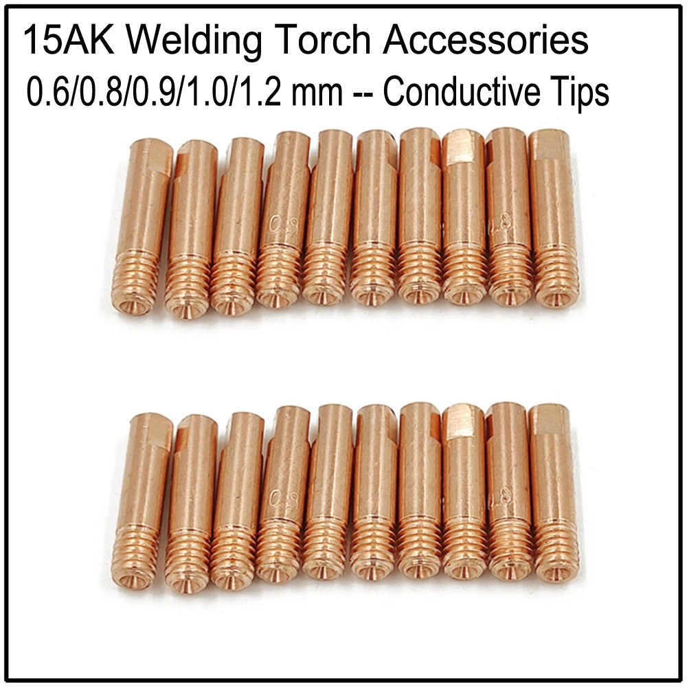 

20pcs CO2 MIG Contact Tips 0.6, 0.8 ,0.9, 1.0 ,1.2 Available ) x25mm For MB15 15AK MAG MIG Welding Torch Consumables Accessories