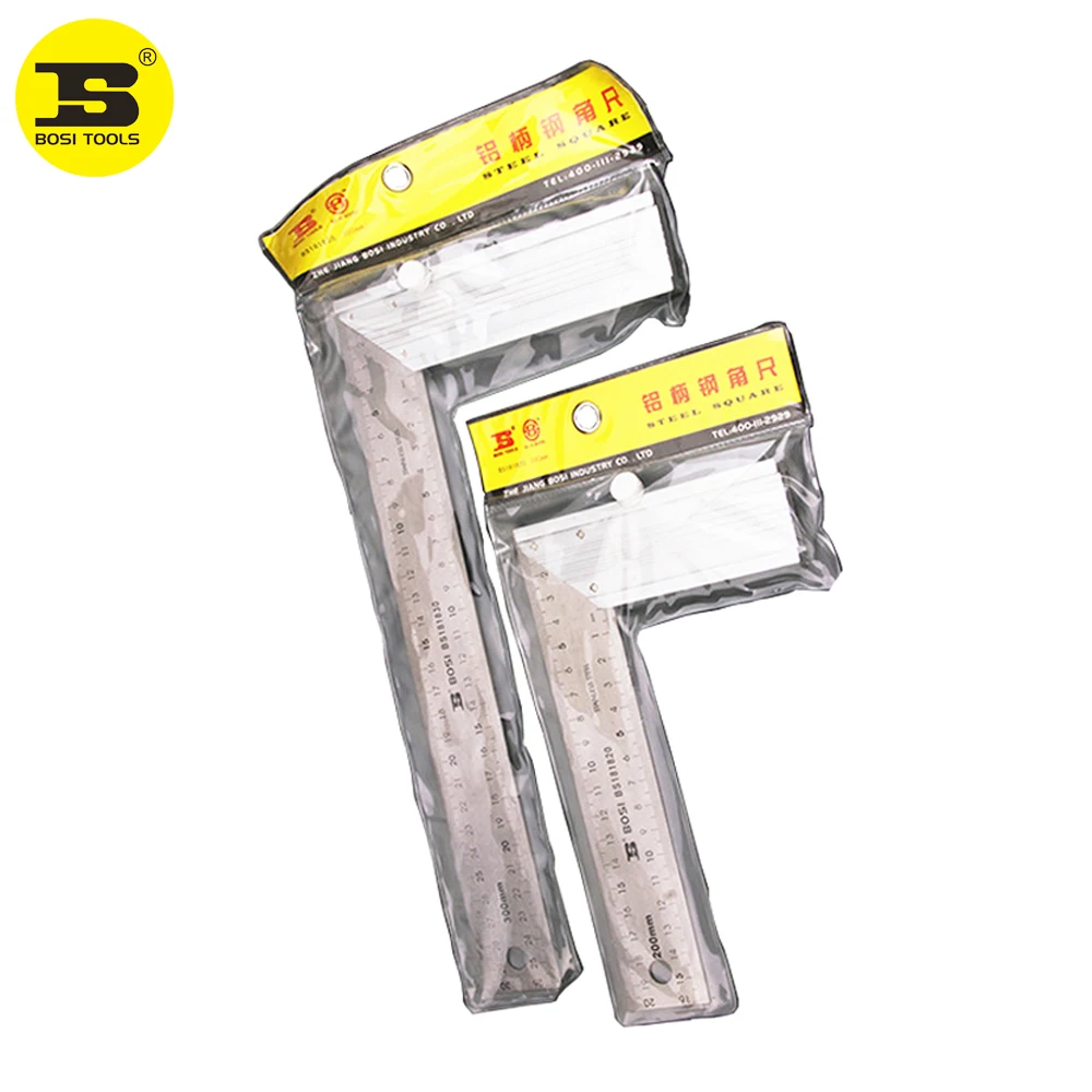 BOSI 20cm/30cm Metric Steel Aluminium Try Square Measuring Ruler