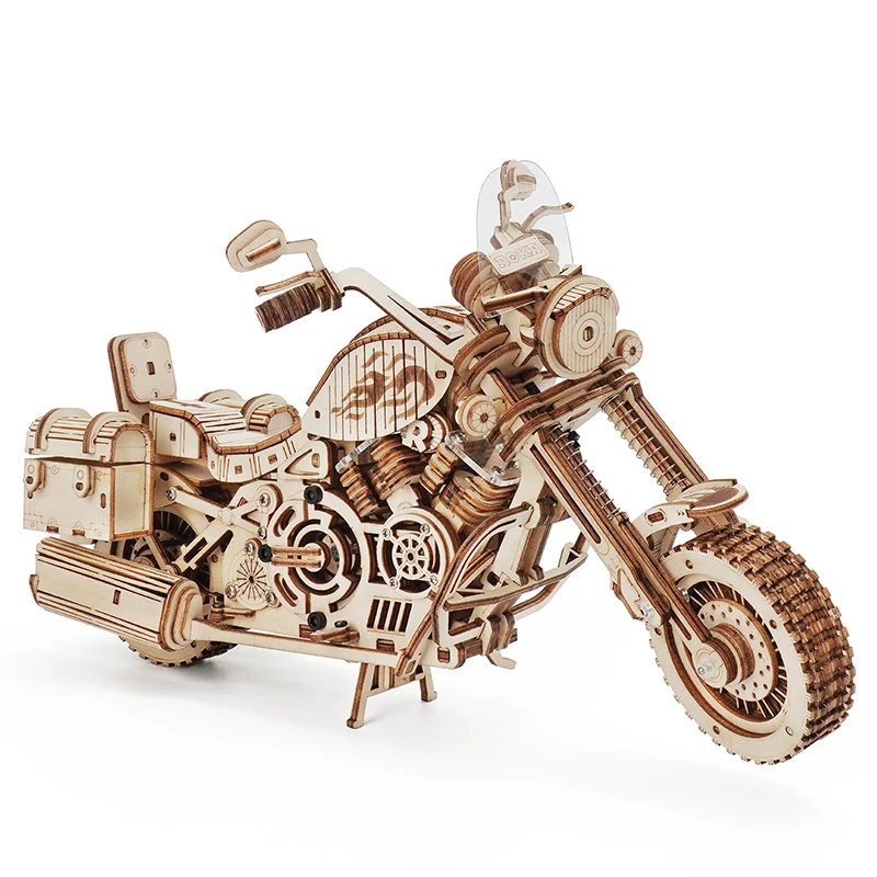 Robotime Motorcycle Puzzle 3D Wooden DIY Children Game Assembly Wood Model Kit Building Blocks Decoration for Gift