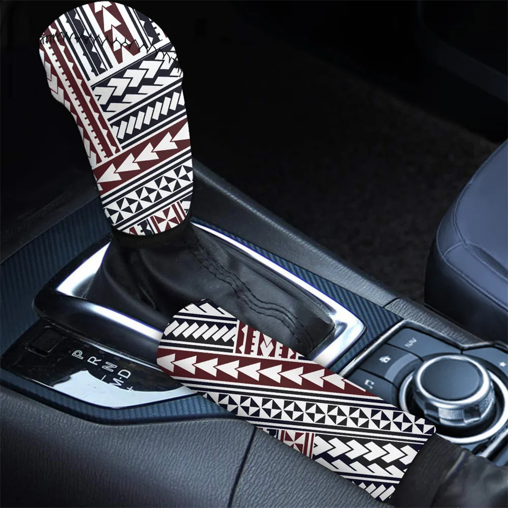 INSTANTARTS Bohemian Stripes Print High-quality Car Hand Brake Lever Covers Washable Car Interior Accessories Shift Lever Cover