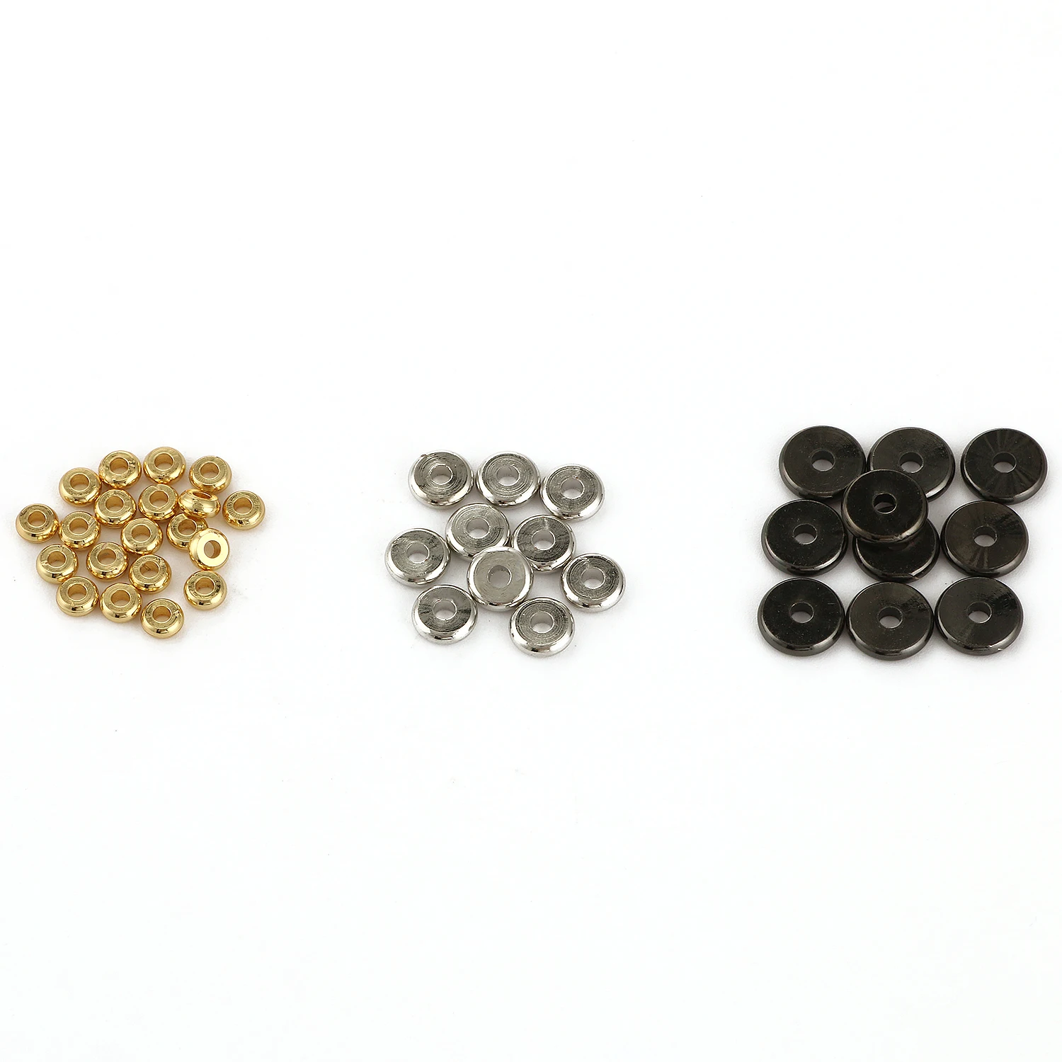 Image 6: Perles d'espacement de roue en acier inoxydable de 4/6/8mm perles de charme plates et rondes en vrac pour la fabrication de bijoux, fournitures de Bracelet, accessoires de bricolage