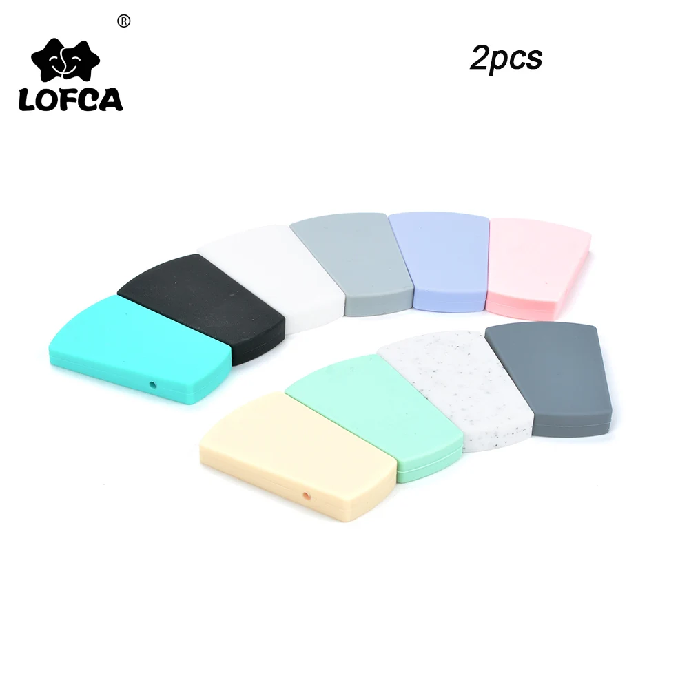 LOFCA-Cuentas de silicona para dentición trapezoidal, mordedor de grado alimenticio para bebé, sin BPA, juguete mordedor de silicona de alta calidad, 2 uds.