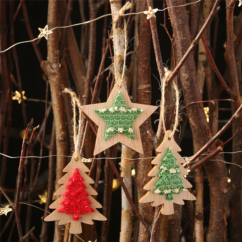 Natural Wood Christmas Tree Decoration Pendants Hanging Ornaments Crafts Gifts Xmas New Year Party Wedding Home Decor 63081