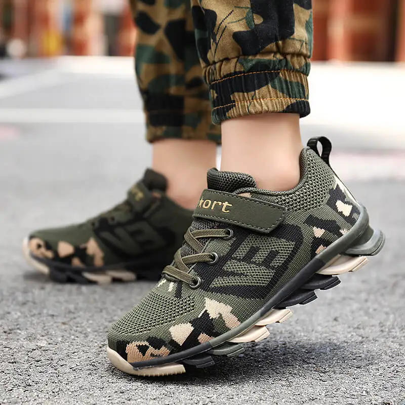 2024 Trend Kids Running Shoes Children Boys Walking Shoes Outdoor Camouflage Mesh Knitting Boys Jogging Sneakers zapatillas niño