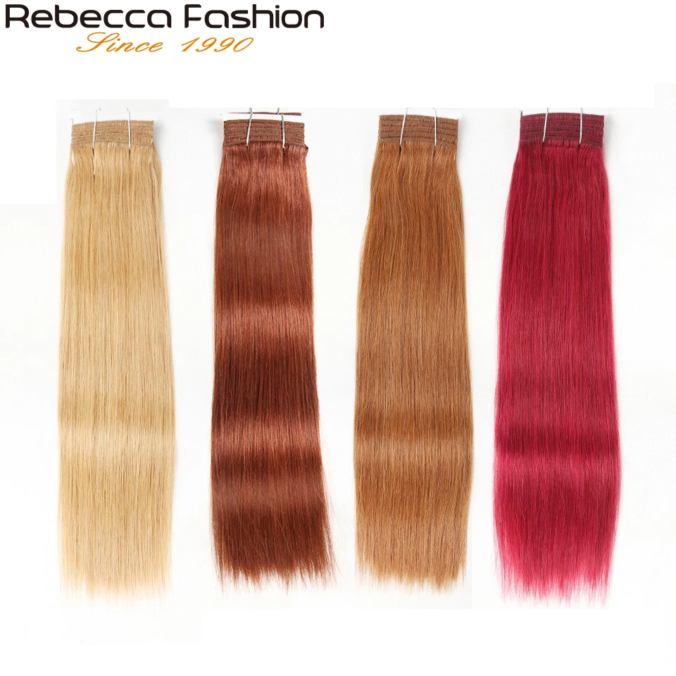 Rebecca Double Drawn Brazilian Silky Straight Hair Human Hair Weave Bundles Remy 1 Pc Only 27/30/ 6/8/ Red/ 99J Hair Bundles