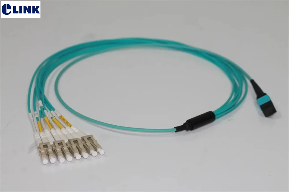 MPO patchcord 8 core female MTP-4DLC 6DLC OM3 1 3 5 10M fiber breakout MTP Type B 8 core OM3  ftth jumper optic patch lead ELINK