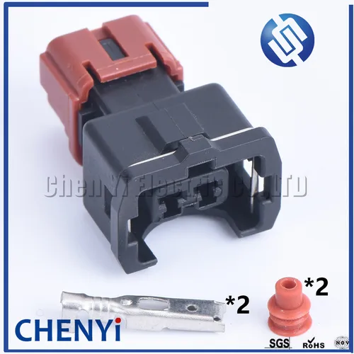 Imagen 1 del producto 5 Juegos de conector de cable automático impermeable de 2 pines Sensor de golpe enchufe de inyector de combustible para Mitsubishi MMC 4G91 4G92 4G93 Nissan PB185-02326