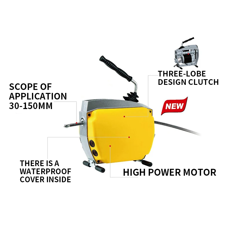 750W electric pipe dredging machine 220V professional sewer pipe dredging and cleaning professional pipe cleaning machine A150G