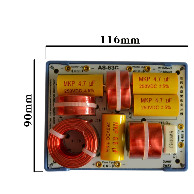 HIFIDIY LIVE AS-63C 2.5/3 Way 3 speaker Unit (Tweeter +mid-bass +bass) HiFi Speakers audio  Frequency Divider Crossover Filters