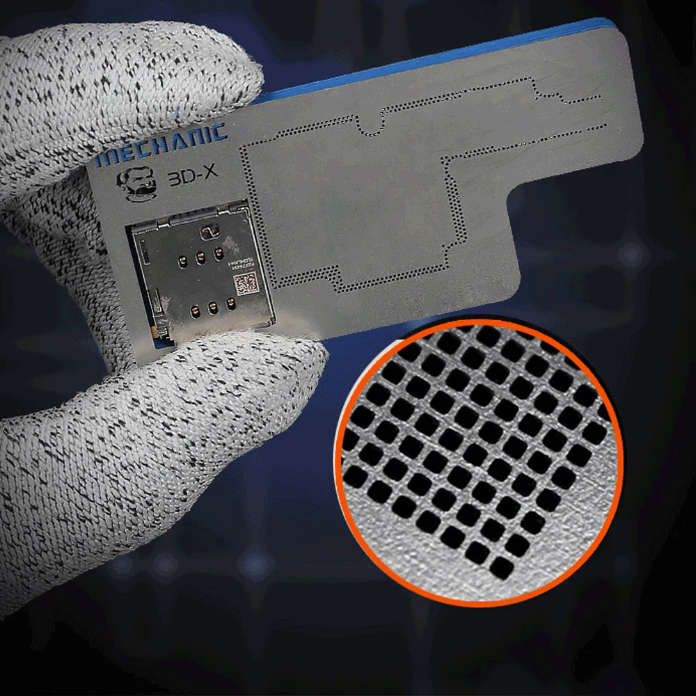قالب استنسل ميكانيكي ثلاثي الأبعاد BGA Reballing A12 CPU PCB Groove BGA Reballing ، قالب استنسل لإصلاح اللوحة الأم iPhone X