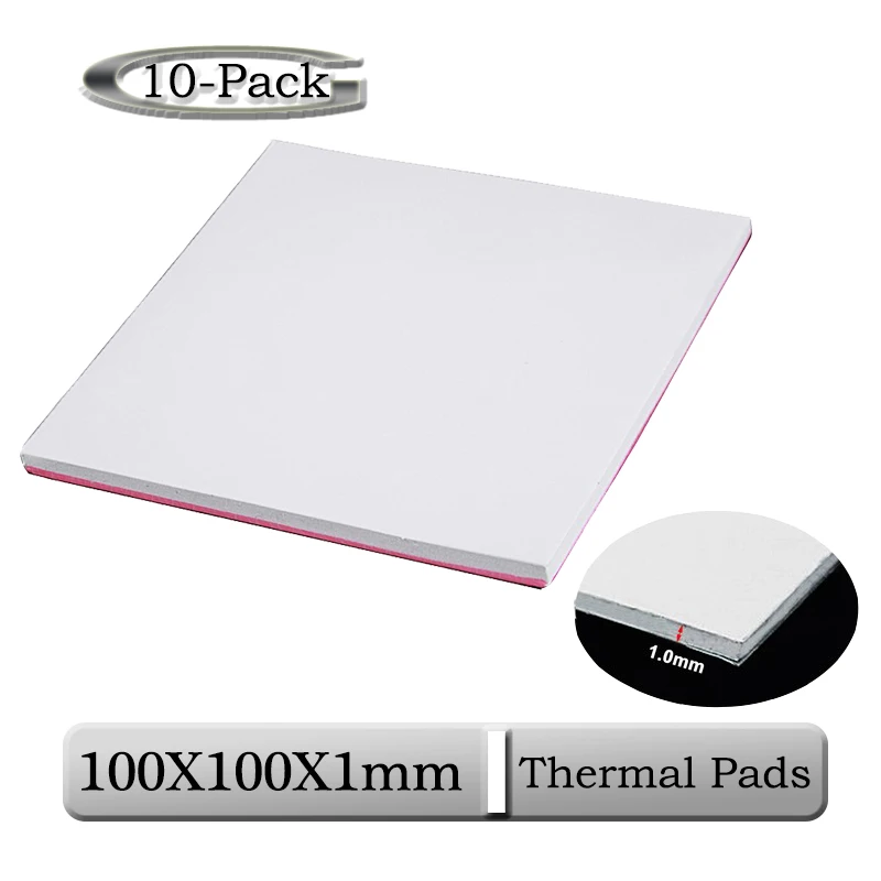 

10 Pcs/Lot Gdstime 100x100x1mm 1 mm thickness Thermal Pad CPU White Heatsink Pad Cooling Conductive Silicone Thermal