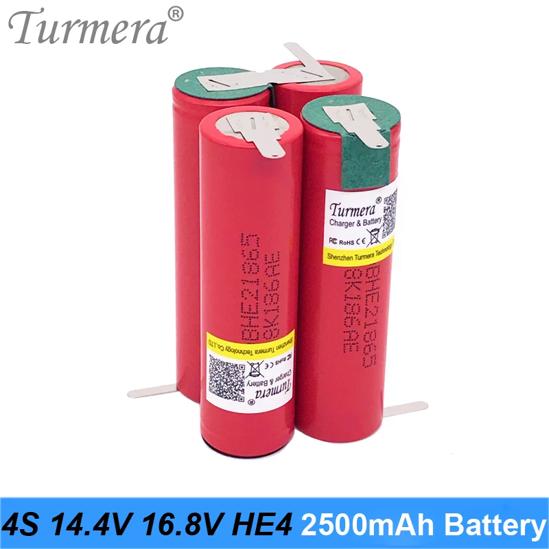 

4S 14.4V 16.8V Lithium Battery Pack 18650 HE2 2500mah 20A 35A Discharge Current for Screwdriver Battery and Shurik (customize)